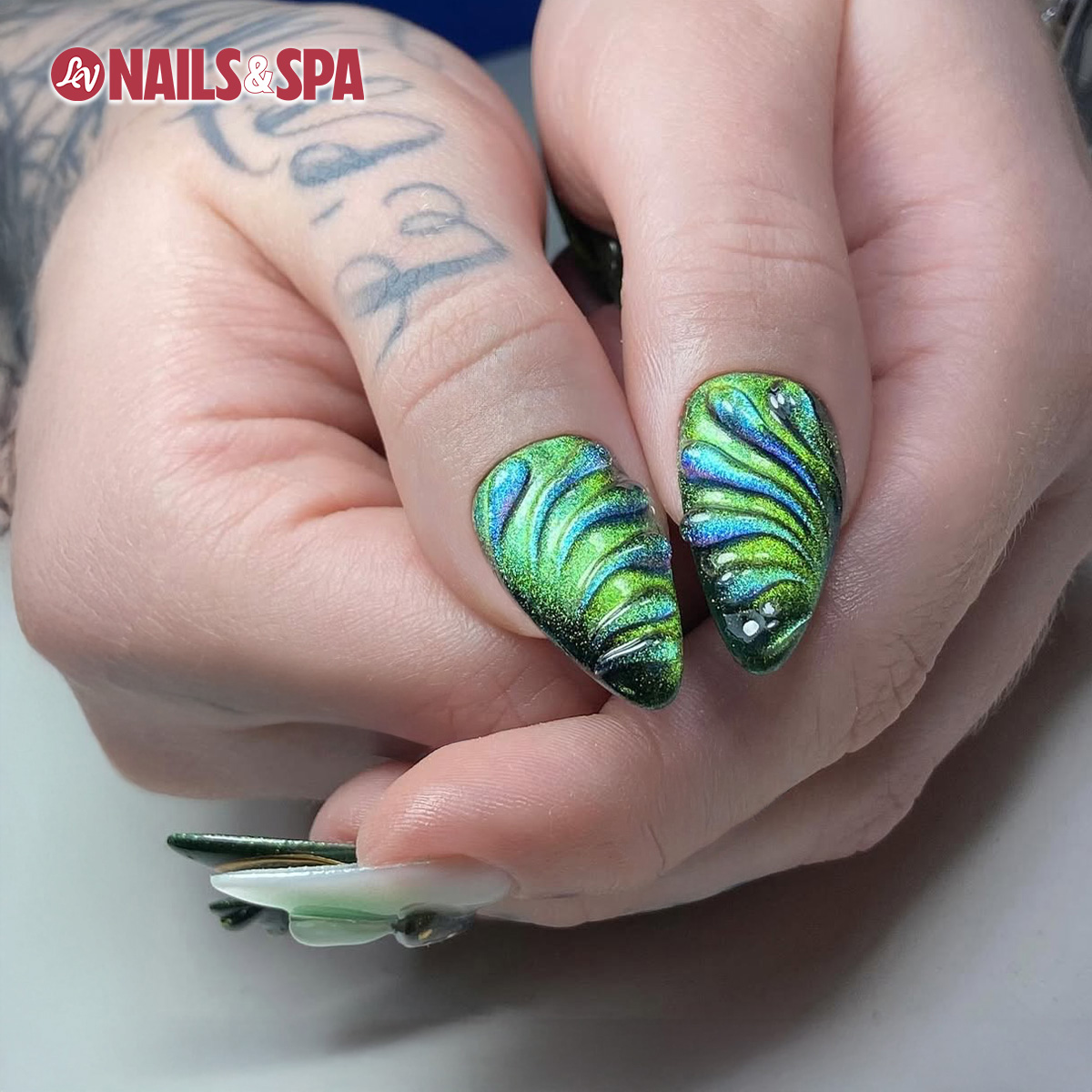 Green nail art set from LV Nails & Spa